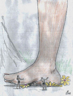 drawing giantess small_men barefoot under_foot nikko imminent_crush