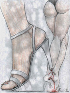 drawing giantess crush toes high_heels blood gore cruel nikko