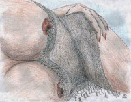 breasts nipples cleavage lying_down worship pencil_drawing nikko manicure crowds black_lingerie