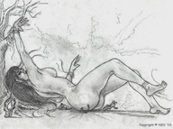 drawing giantess crush monochrome butt_crush lying_down bondage nikko breaking_free