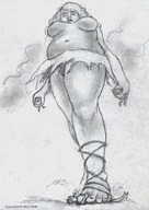 drawing giantess crush monochrome handheld topless nikko point_of_view no_background