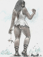 drawing giantess black_hair long_hair hand_crush dark_skin gladiator_sandals nikko vehicle_crush no_background impending_doom