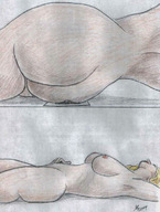 drawing giantess nude blonde color butt_crush nikko no_background