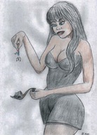 drawing giantess black_hair long_hair high_heels nikko dropped no_background