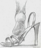 drawing crush feet monochrome high_heels nikko