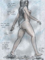 drawing giantess crush nude feet mega black_hair long_hair rampage story nikko