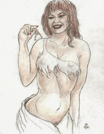 drawing giantess long_hair nipping brunette nikko mature no_background
