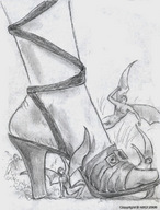 drawing giantess feet monochrome high_heels nikko fairies