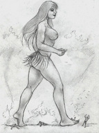 giantess crush long_hair topless unaware nikko no_background violence