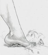 drawing giantess crush monochrome barefoot cruel nikko imminent_crush no_background
