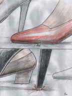 drawing giantess color high_heels shoe_crush nikko