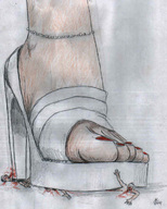 drawing giantess crush toes high_heels blood gore nikko no_background
