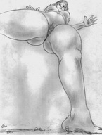 breasts drawing giantess crush pussy monochrome barefoot low_angle looking_down cruel under_foot nikko point_of_view looking_at_tiny