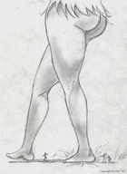 drawing giantess crush monochrome unaware nikko no_background violence