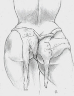 drawing giantess monochrome butt cruel nikko no_background skinned human_clothing
