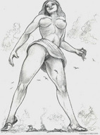 drawing giantess upskirt handheld topless sandals fire nikko no_background