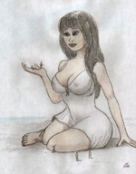 drawing giantess color long_hair nipping sitting nikko no_background