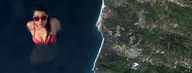 collage landscape mega ocean sunglasses aerial_view looking_at_viewer downward_angle peque