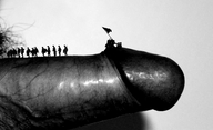 collage monochrome penis shrunken_people soldiers huge_penis iwo_jima