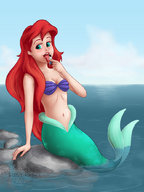 drawing giantess small_man color clothed licking mouthplay red_hair disney commission ariel the_little_mermaid saftkeur little_mermaid the_little_prince pinkiesurprise