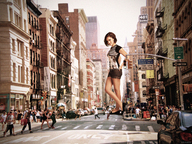 giantess collage city buildings brunette standing streets looking_at_viewer encolhido street_view pedistrians isabelle_drummond