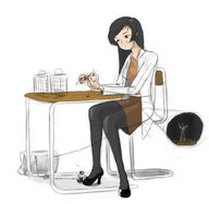 drawing giantess color small_men slave sitting cage chain lab violence collare rip_apart