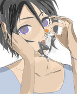 drawing bleach black_hair color purple_eyes dangle ichigo_kurosaki imminent_vore rukia_kuchiki joeraiden
