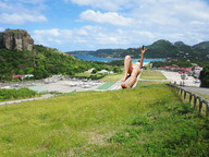 giantess collage swimsuit water island lying_down airplane outdoors