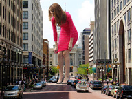 giantess collage small_man city high_heels traffic buildings brunette wonderslug streets vehicles maria_menounos looking_at_tiny