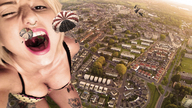 collage city mouth cleavage buildings parachute tattoo nose_ring imminent_vore downward_angle marctr giantess_jazmini