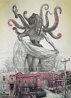 giantess city outdoors vintage skirt_lift octopus