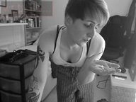 collage monochrome handheld shrunken_woman tattoo bedroom looking_at_tiny on_palm midyin_slag lying_on_hand