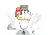 drawing city color toes barefoot giganta ankle_bracelet weird imminent_crush leopard_print