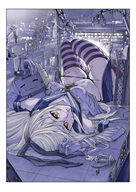 giantess panties blonde aroused navel thighhighs black_panties elbow_gloves crane anchor sailor_outfit white_gloves kantai_collection bandaid oomae_takashi rensouhou-chan shimakaze_(kantai_collection)