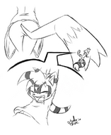 drawing furry monochrome sonic_the_hedgehog sketch blaze_the_cat dangling_from_tail uini