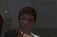 giantess glasses shrunken red_hair shrunken_woman indoors earrings looking_at_viewer digital_render