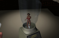 giantess swimsuit glasses brunette shrunken red_hair short_hair blender shrunken_woman digital_render