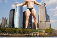 collage city giant water buildings bulge speedo vehicles outdoors arms_spread