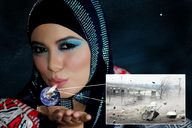 giantess collage earth space destruction planet arabian blowing hijab cosmic_giantess