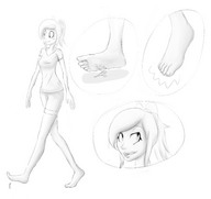 drawing crush monochrome barefoot shrunken_men shrunken_man jj-psychotic playful_giantess pretend_unaware