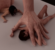 nude brunette shrunken_woman pinned digital_render flagg3d