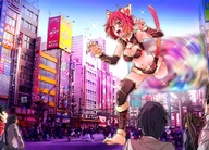 giantess barefoot anime pink_hair japan skyscraper giantessfan neko_girl