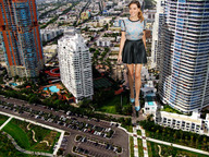 giantess collage city skirt buildings brunette smiling wonderslug downward_angle miami aubrey_plaza