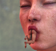 vore shrunken_man inside_mouth closed_eyes digital_render flagg3d