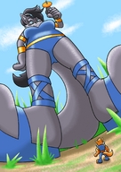 drawing furry anthro color sandals shrunken_man grass looking_up from_below shrink_gun viraljp