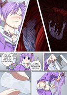 drawing vore comic color blue_eyes purple_hair story swallowed lucky_star dialogue kibate gulped