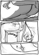 drawing crush comic monochrome butt butt_crush story sitting looming chair dialogue smushedboy footrub