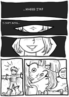 drawing comic monochrome story heart shrunken_man entrapment point_of_view dialogue waking_up tied_down smushedboy