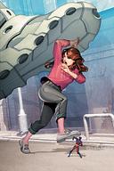 ryan_choi drawing city color jeans superhero giganta shrunken_men shrunken_man belt raised_foot atom imminent_crush dc_comics