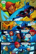 drawing giantess mega comic color giganta red_hair shrunken_people comic_book jumpsuit dialogue business_suit body_suit dc_comics blue_beetle